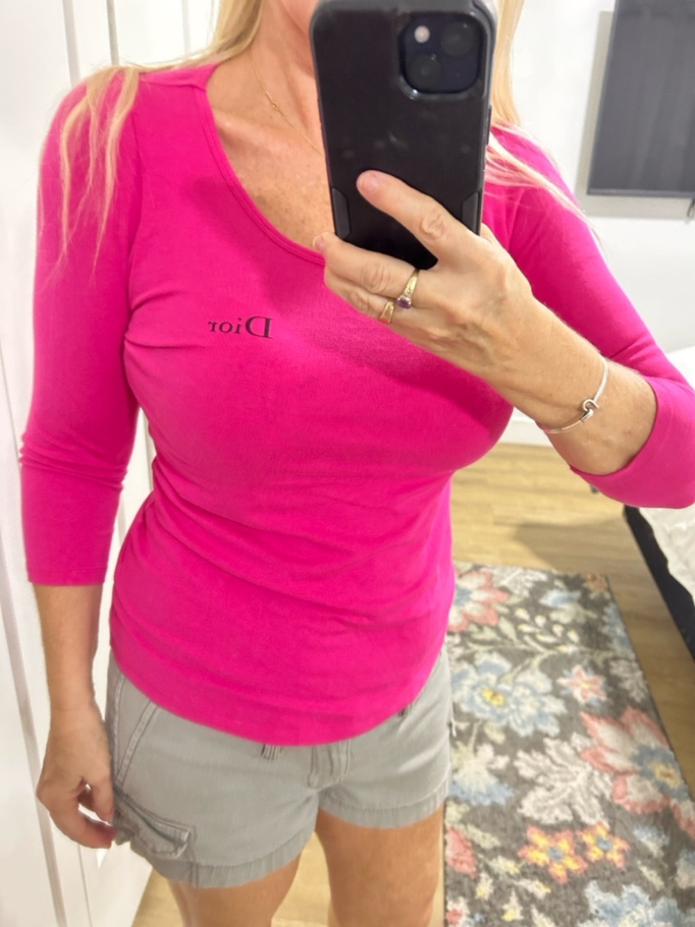 Y2K Dior Uniform Pink Luxury 3/4 Sleeve Top | Size XS to Med